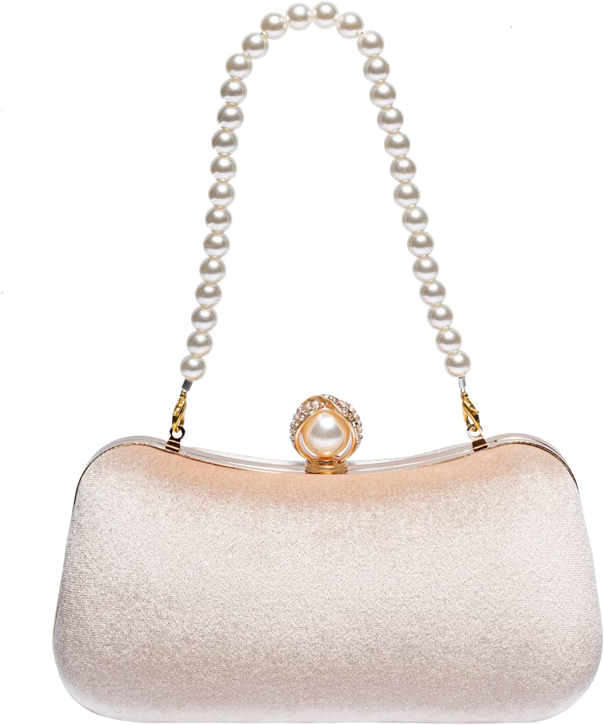 Velvet Evening Bags For Women With Flower Closure Rhinestone Pearl Embellished Cluth Purse For Party Wedding
