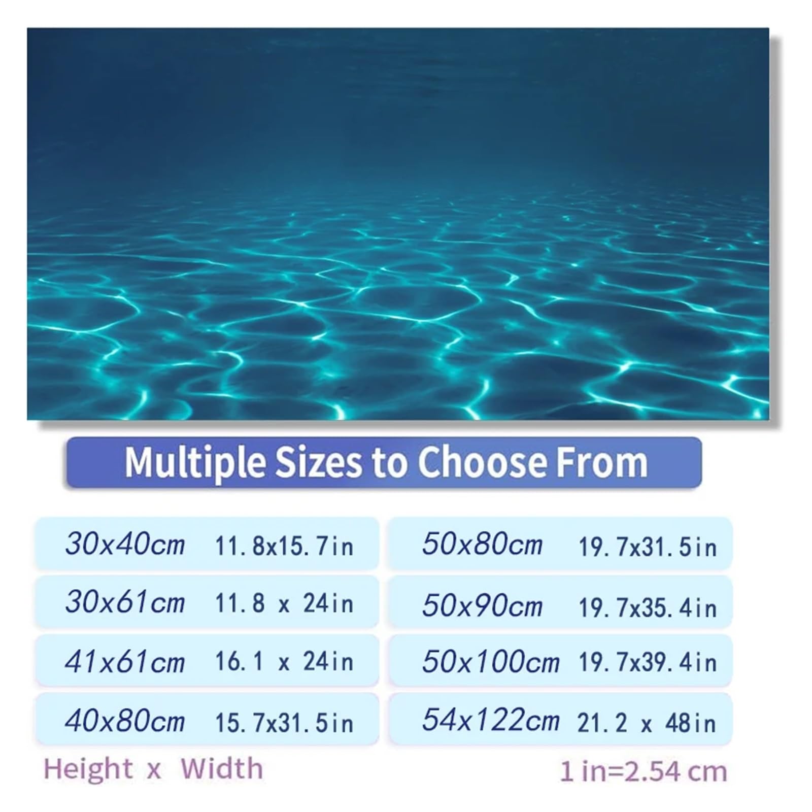 Aquarium Rückwandfolie Blaue Meereslandschaft Aquarium Aufkleber Hintergrund Poster Felsstein Selbstklebende Fischtank Tapete(50x100cm)