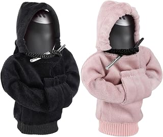 2pcs Hoodie Gear Shift Cover, Car Gear Shift Cover Hoodie, Automotive Interior Accessories Shift Knobs Fashionable Hooded Shirt Car Shifter Knobs Cover Trim (Black+Pink)