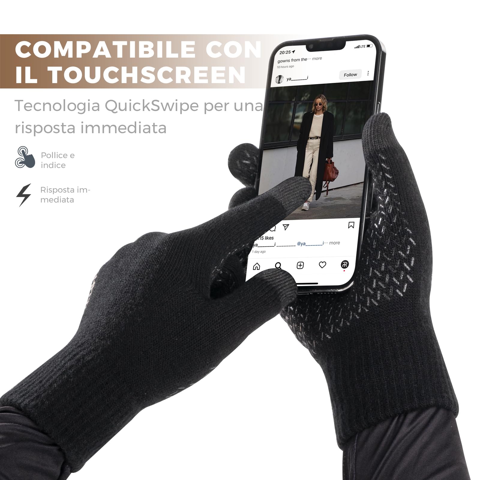 Rahhint Guanti Invernali Uomo Donna - Guanti Termici Uomo Antiscivolo - Guanti Lana Touch Screen Donna Guanti da Sci Smartphone Computer