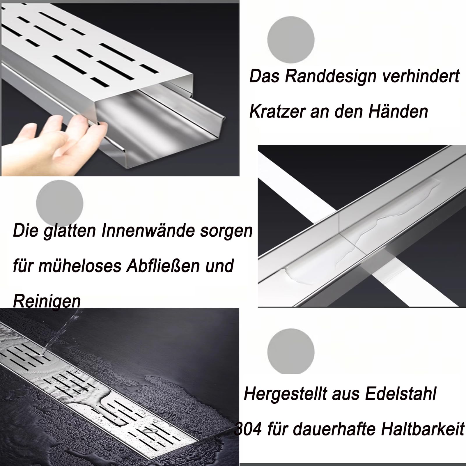 Entwässerungsrinne Schmal 5cm Breit Rinnenablauf Aus Edelstahl 304