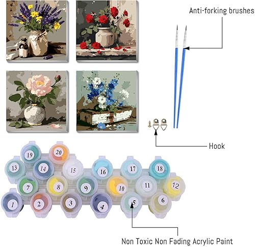 Miniatura 3 de FQOVKYN Kit de pintura por números para adultos y principiantes, kit de pintura acrílica de hongos para adultos por números en lienzo sin marco, kit