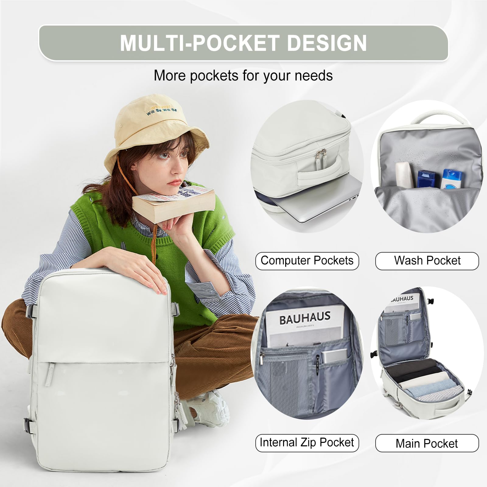 Zaino Bagaglio a Mano Ryanair 40x20x25 Zaino Aereo Borse da Cabina per Easyjet 45x36x20 Zaino da Viaggio donna con porta ricarica USB, Borsa da Viaggio aereo Zaino Computer Impermeabile Casual Daypack