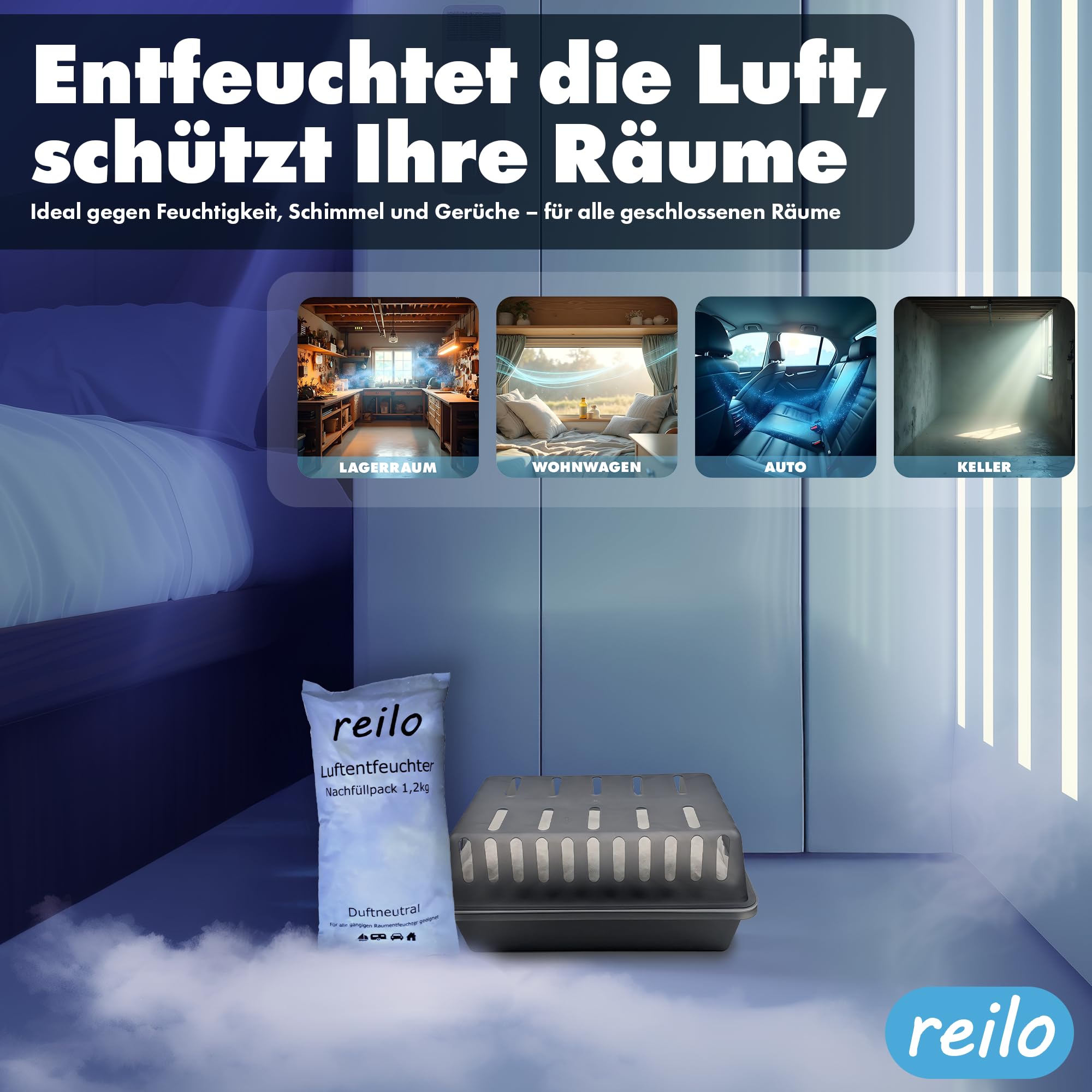 5x XXL Luftentfeuchter Box GT leer, Entfeuchterbox für Raumentfeuchter Granulat bis 1,2kg, kompatibel mit gängigen Entfeuchtern für Wohnraum, Schlafzimmer, Keller