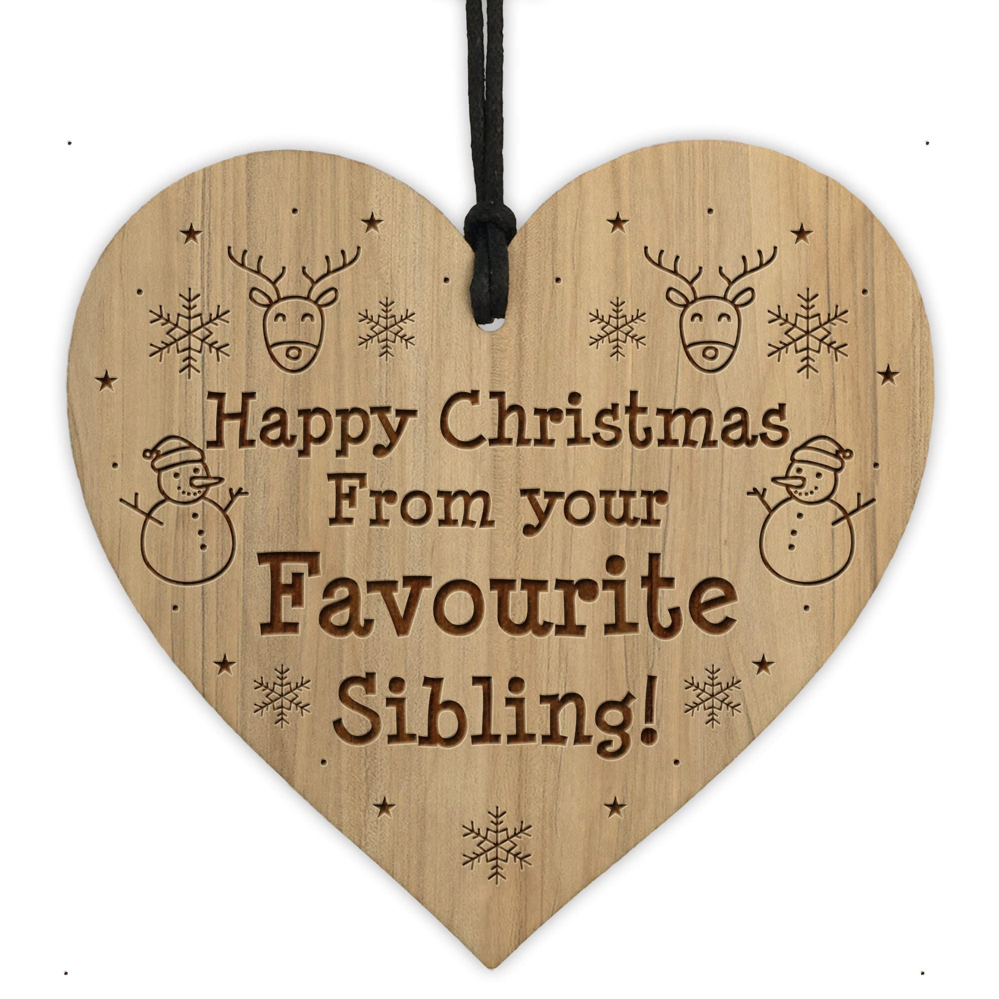 Red Ocean Funny Sibling Christmas For Brother Sister Wooden Heart Funny Tree Decoration Gift For Brother Sister