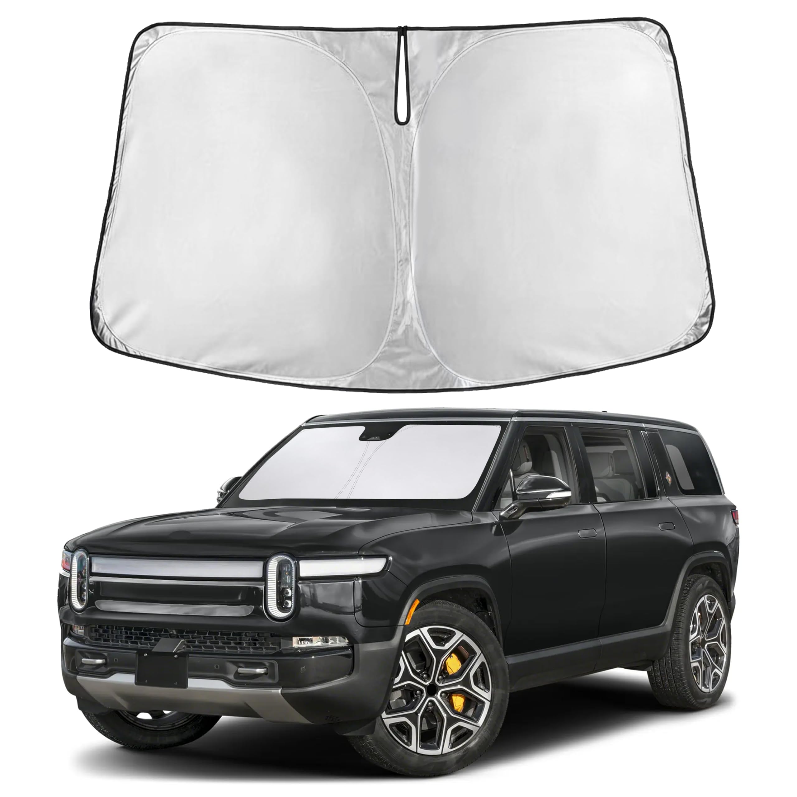 Autovir Windshield Sun Shade Fit for 2022-2024 2025 2026 Rivian R1T R1S Sunshade, Front Car Window Shades Sun Visor, Blocks UV Rays & Heat, Car Accessories Fit for Rivian R1T R1S 2022-2026
