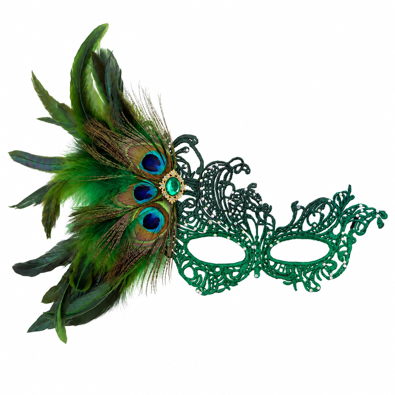 Adult Rhinestone Lace Masquerade Mask, Half Face Venetian Eye Mask