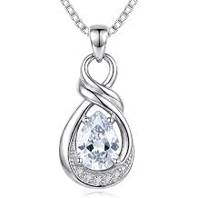CRMAD Infinity Birthstone Necklace for Women Teardrop Birthstone Pendant Necklace Infinity Jewelry Gifts for Mom Wife Her