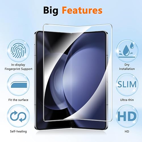 Miniatura 12 de Fotbor [Paquete de 2] Protectores de pantalla para Samsung Galaxy Z Fold 4, flexible y suave, película protectora EPU, cobertura completa