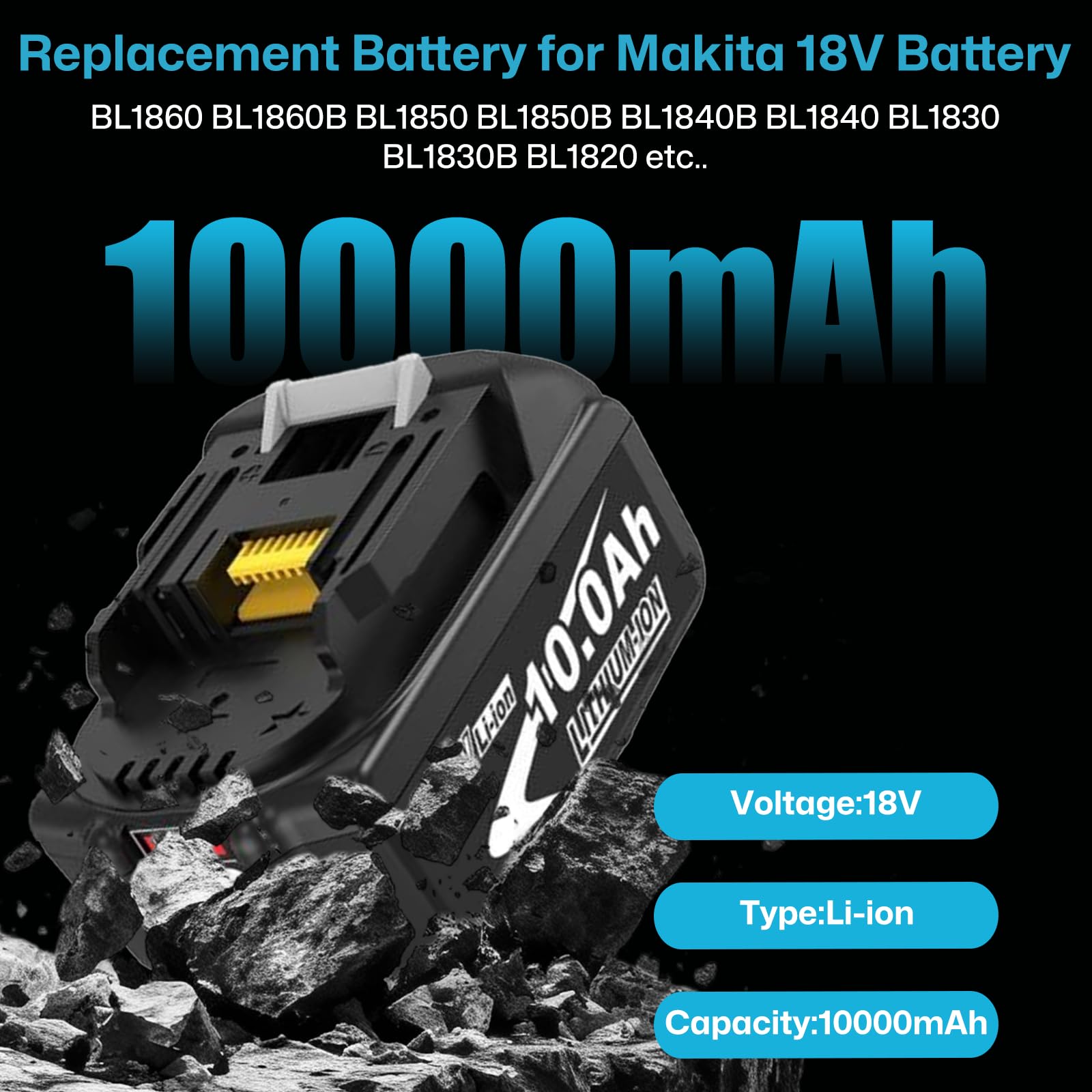 2 Batteries 18V 10Ah pour Makita LXT + Chargeur Rapide Double DC18RD