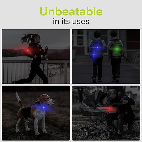 Miniatura 2 de VELMIA Luz de correr para corredores (paquete de 2) para máxima seguridad a través de la visibilidad, con clip, estroboscópica reflectante para