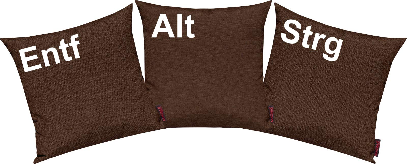 Shirtinstyle Kissenhüllen Set 3 Stück für Auserwählte! Sofakissen Motiv ALT, STRG und ENTF, Farbe braun Uni