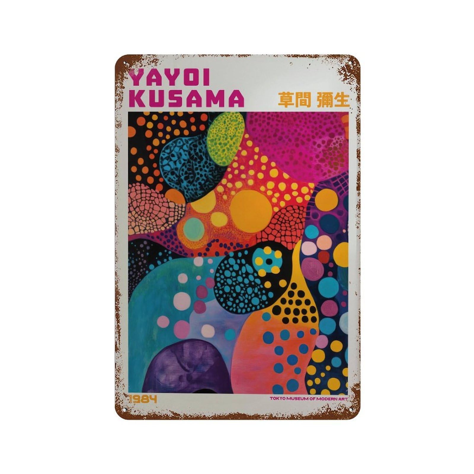 xiaoxiaoshen Yayoi Kusama Modern Maximalist Exhibition Japandi Livingroom2 Wall Decor Art Metal Tin Poster Modern Home Decor Art Home Bar Shop Decorations Vintage Sign 30x20cm