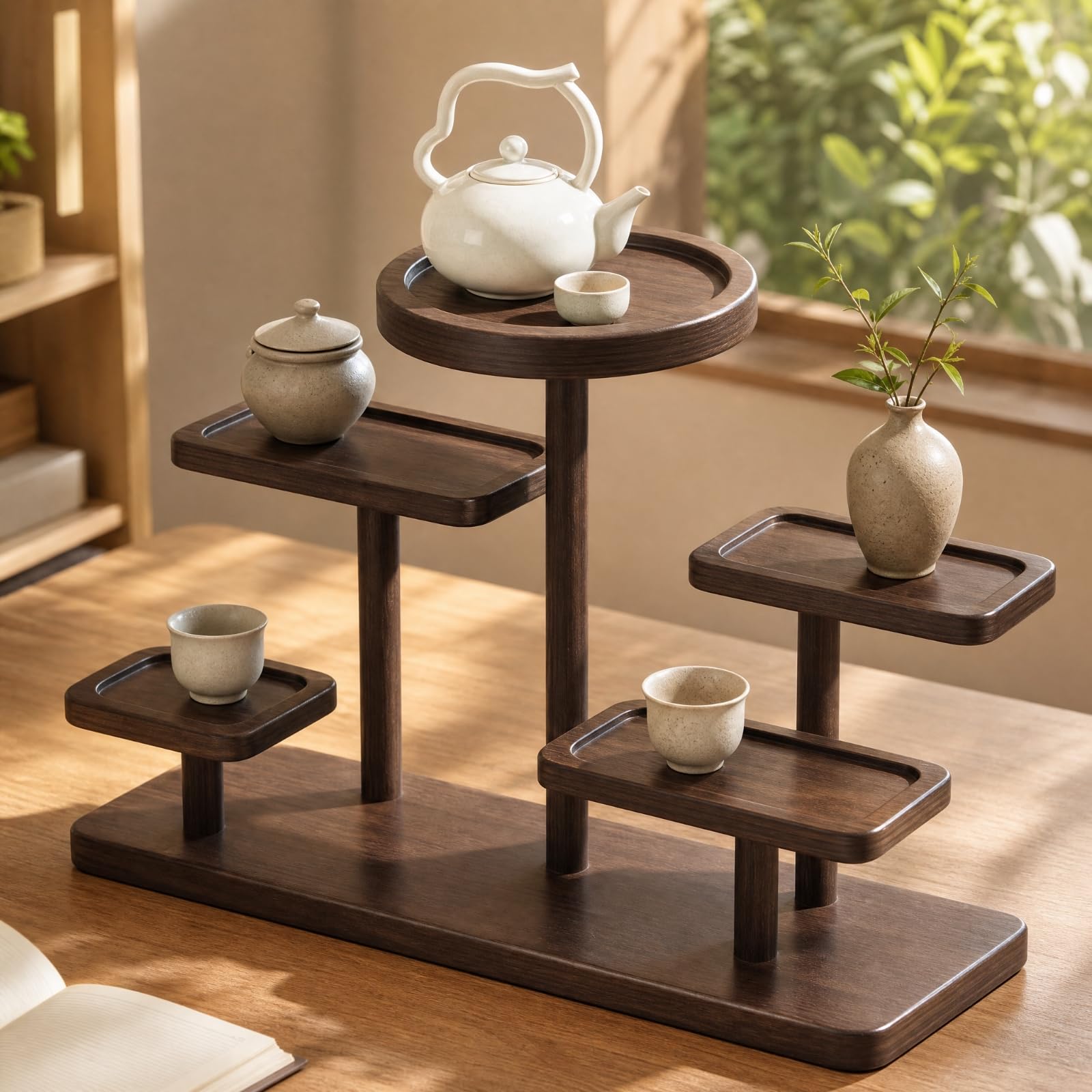 Colcolo En Expositor Escalonado para Mesa Elegan Organizador con Banjas Elevadas Morno Exhibición con Diseño Multinivel para Oficina, L