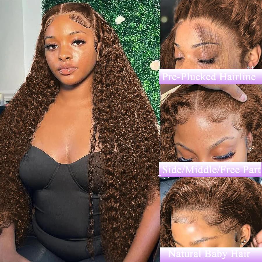 Amazon.com : ABSFWIW 20 Inch Chocolate Brown Lace Front Wig  display picture 3