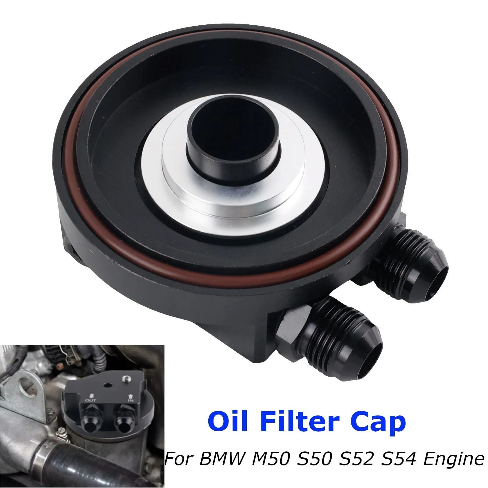 Ölkühler Für Bmw M50 S50 S52 S54 E36 E46 Ölfilterdeckel mit Ölkühleranschlüssen, Aluminium 11421711075