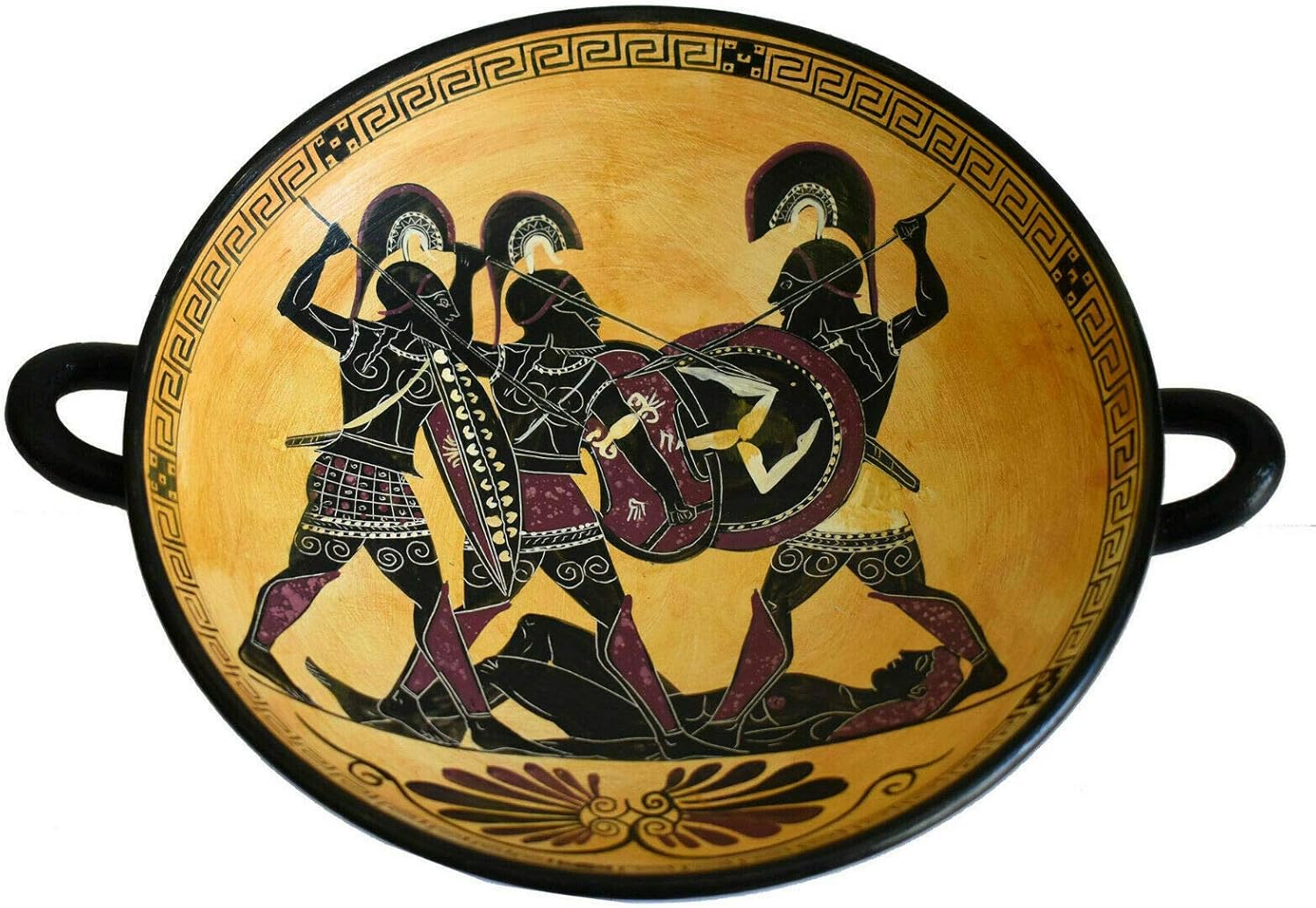 Achilles Hector Menelaos Paris -Trojan War Theme - Black Figure Small Kylix Vase