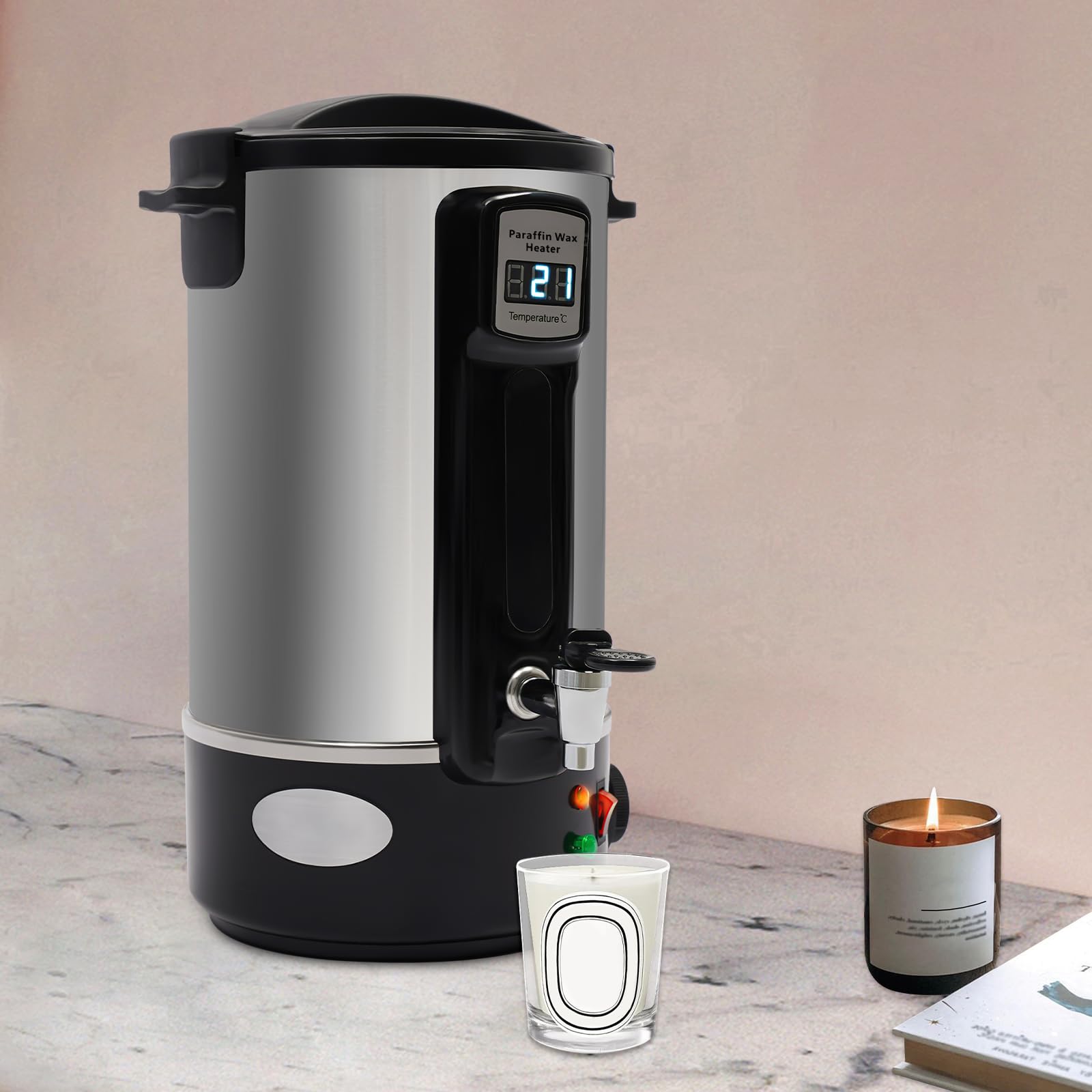 KAUITOPU Derretidor de cera 8L/12L para la fabricación de velas, olla de fusión de cera de 1100 W con indicador digital LED, cuchara agitadora, velas de bricolaje, olla de fusión eléctrica, fundidor