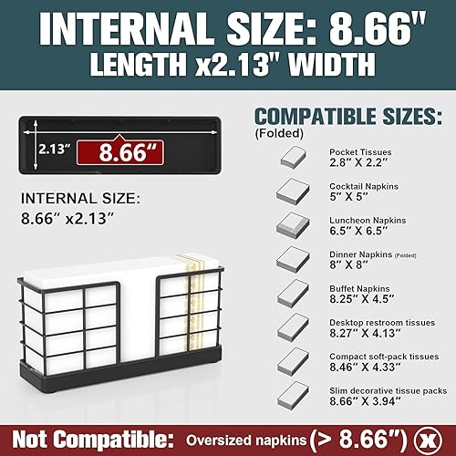 Vista 168 de Wican Bandeja para toallas de invitados para baño, soporte de servilletas de roble y hierro para tocador, mesa de comedor, cesta de madera