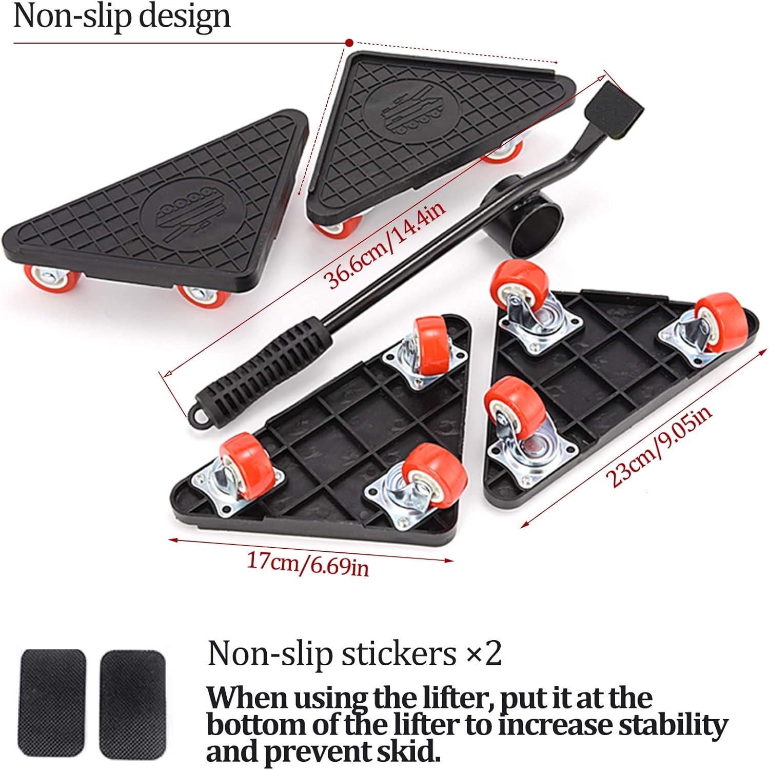 Free Shipping Offer JHCHU Furniture Dolly Easy and Safe Furniture Movers for Heavy Objects, Stable Triangle Structure 360° Rotation Wheels Mover Roller Dolly for Moving [Max Load Capacity:1100lbs/500kg] (Tank Triangle)