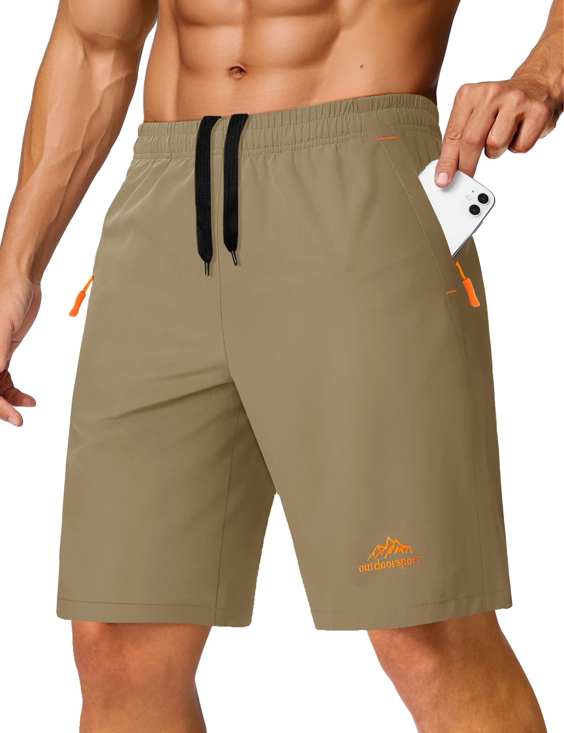 TACVASEN Men's Quick-Drying Training Shorts, Running Shorts, Breathable Sports Shorts with Zip Pockets — view 6