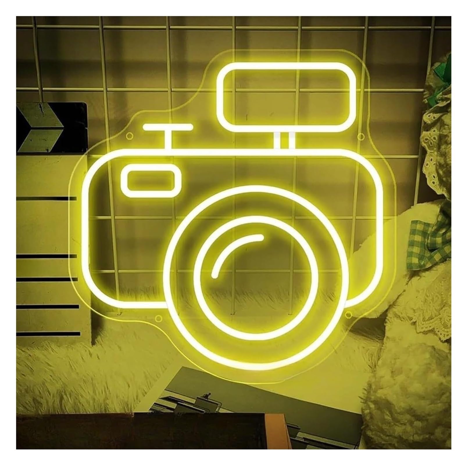 Zynther Neon lamp Soothing Atmosphere Photography Camera Neon Sign Light for Room Decor(D)