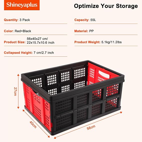 55L Collapsible Storage Bins with Handle 3 Packs,