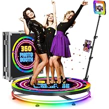 360 Photo Booth for Parties 31.6"/80cm,Square LED Light Lasts 46 Hours, App & Remote 360 Photo Booth Automatic Rotation Photography and Video Recording,360 Booth Free Customizable Logo