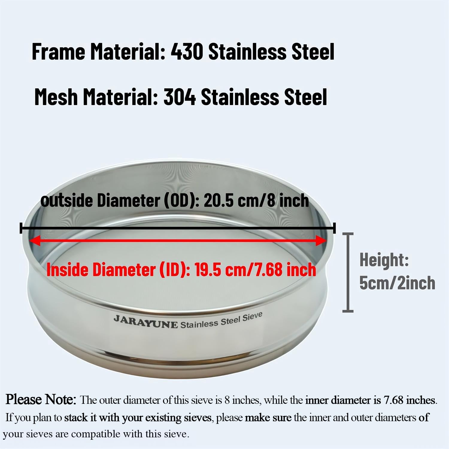 Stainless Steel Lab Sieve - 8 Inch Mesh Sifter -6