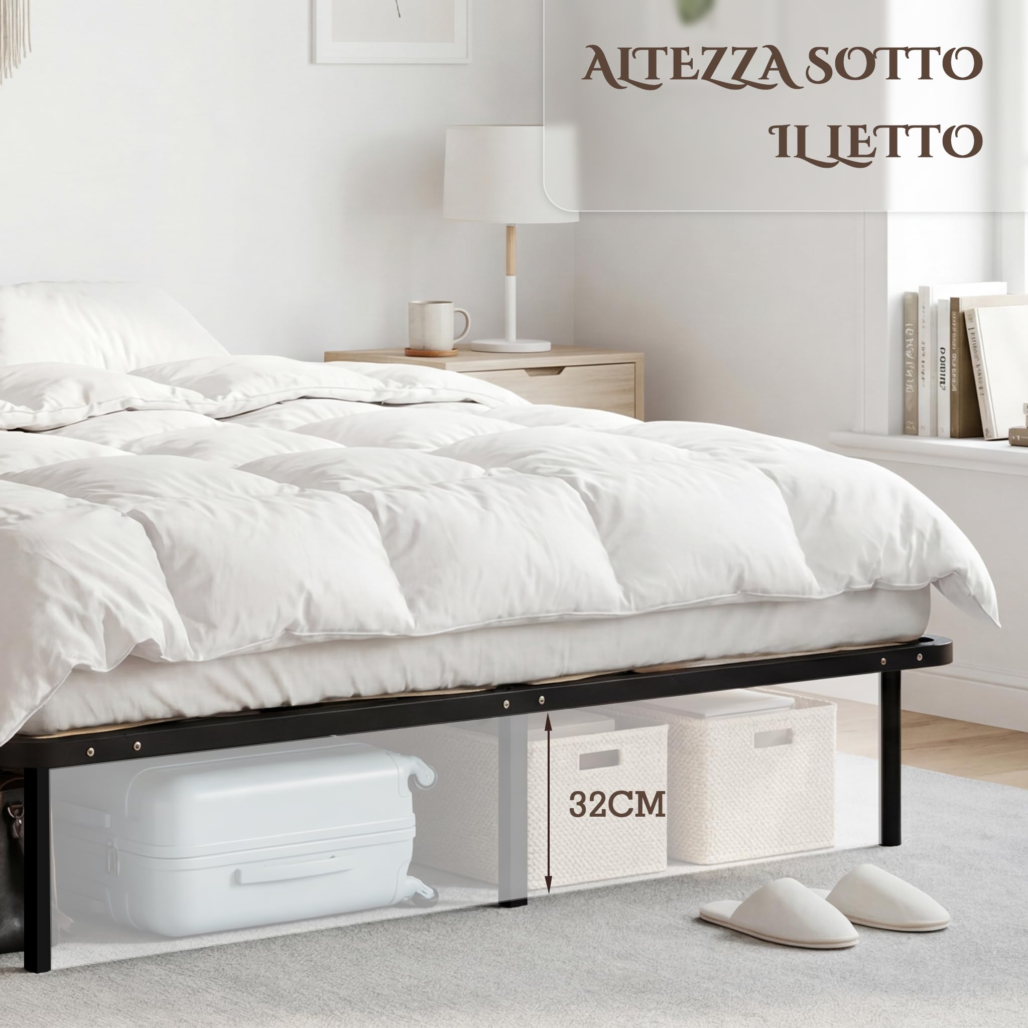 DEWINNER Rete Una Piazza e Mezza 120x190 | Altezza 35cm | 9 Gambe | 2x14 File di Doghe | Rete Ortopedica | Letto una piazza e mezza rete 120x190 | Da montare | Per Letto Cameretta