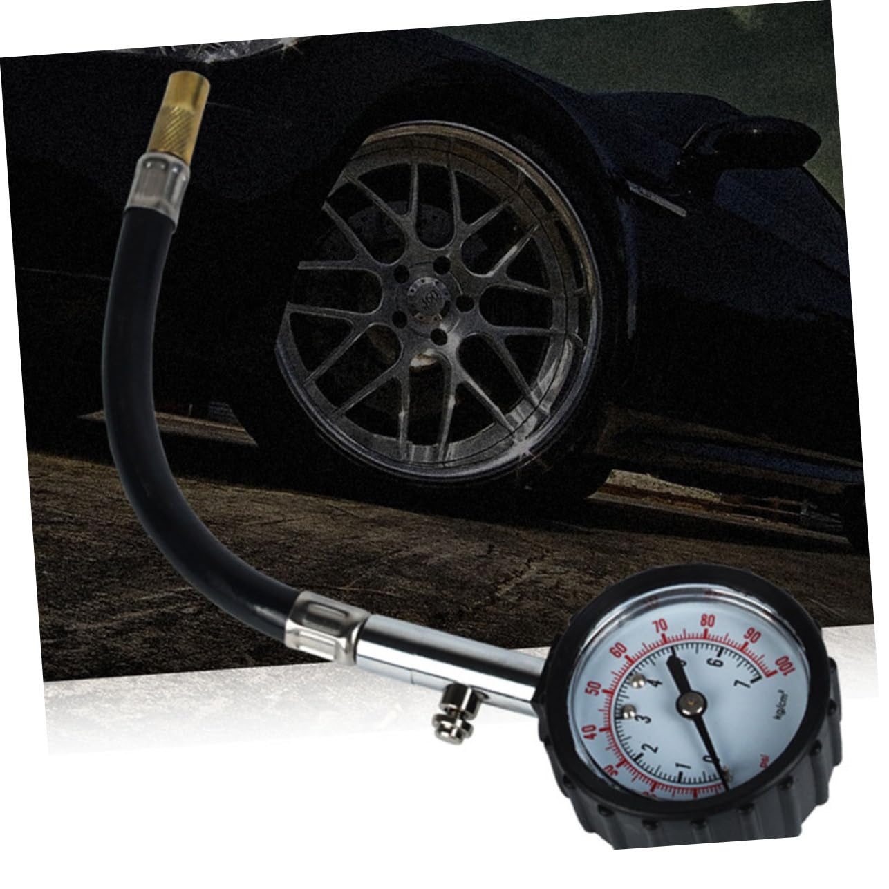 HEALLILY Professional Tire Pressure Gauge 100 Psi Mechanical Car Tire Air Pressure Tool with 360 Rotating Chuck Lightweight for Cars Trucks Motorcycles 10.23 Inch