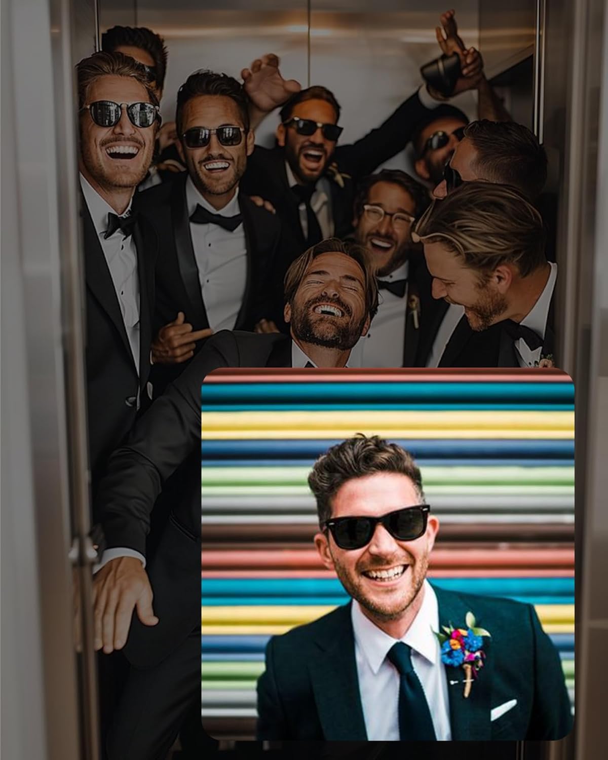 8 Pack Groomsmen Sunglasses - Wedding Sunglasses Set for Groomsman Proposal Gifts, Bachelor Party Favors