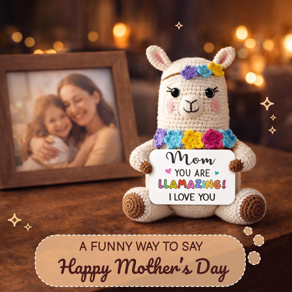 Birthday Gift for Mom from Daughter Son - Llama Gifts for Christmas Mothers Day, Cute Llama Crochet Gift, Gifts for Mother in Law Stepmom, Gigi Nana, I Love You Mom Appreciation Animal Crochet