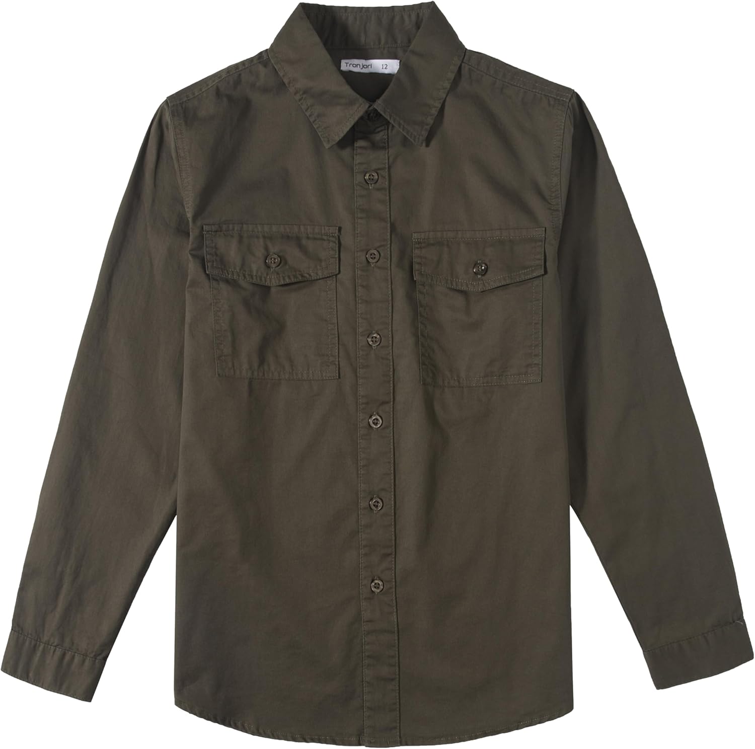 Tronjori Boys Button Down Long Sleeve Dress Shirt Two Pockets