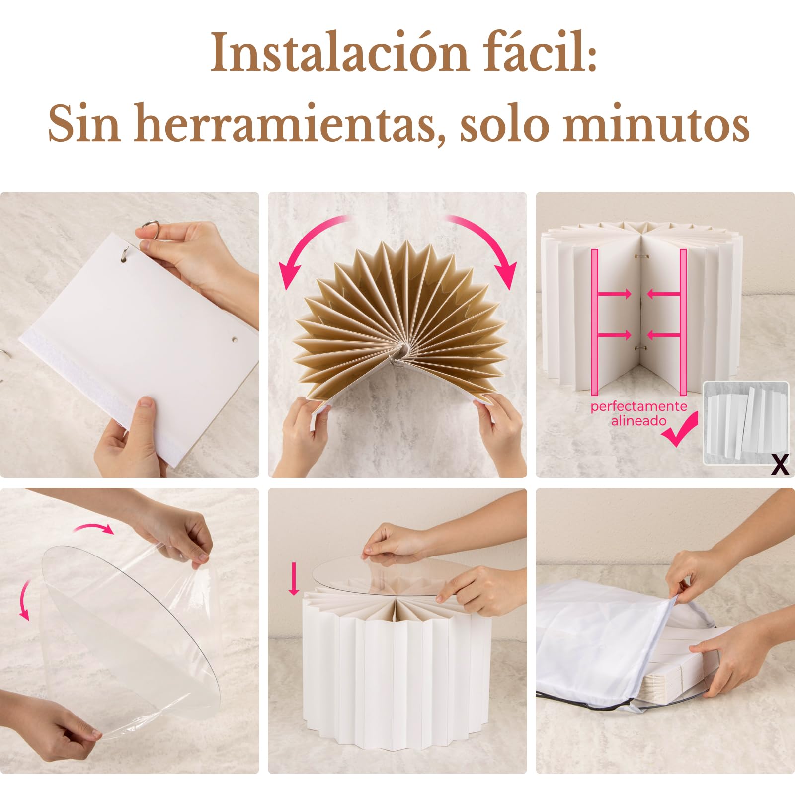 PUERSI Pack de 6 Elevadores de Buffet, Soporte de Pastelería Decorativos | Plegables, Apto para Exhibición Alimentos para Fiestas, Compatible con Bases Acrílico y Cartón - Blanco