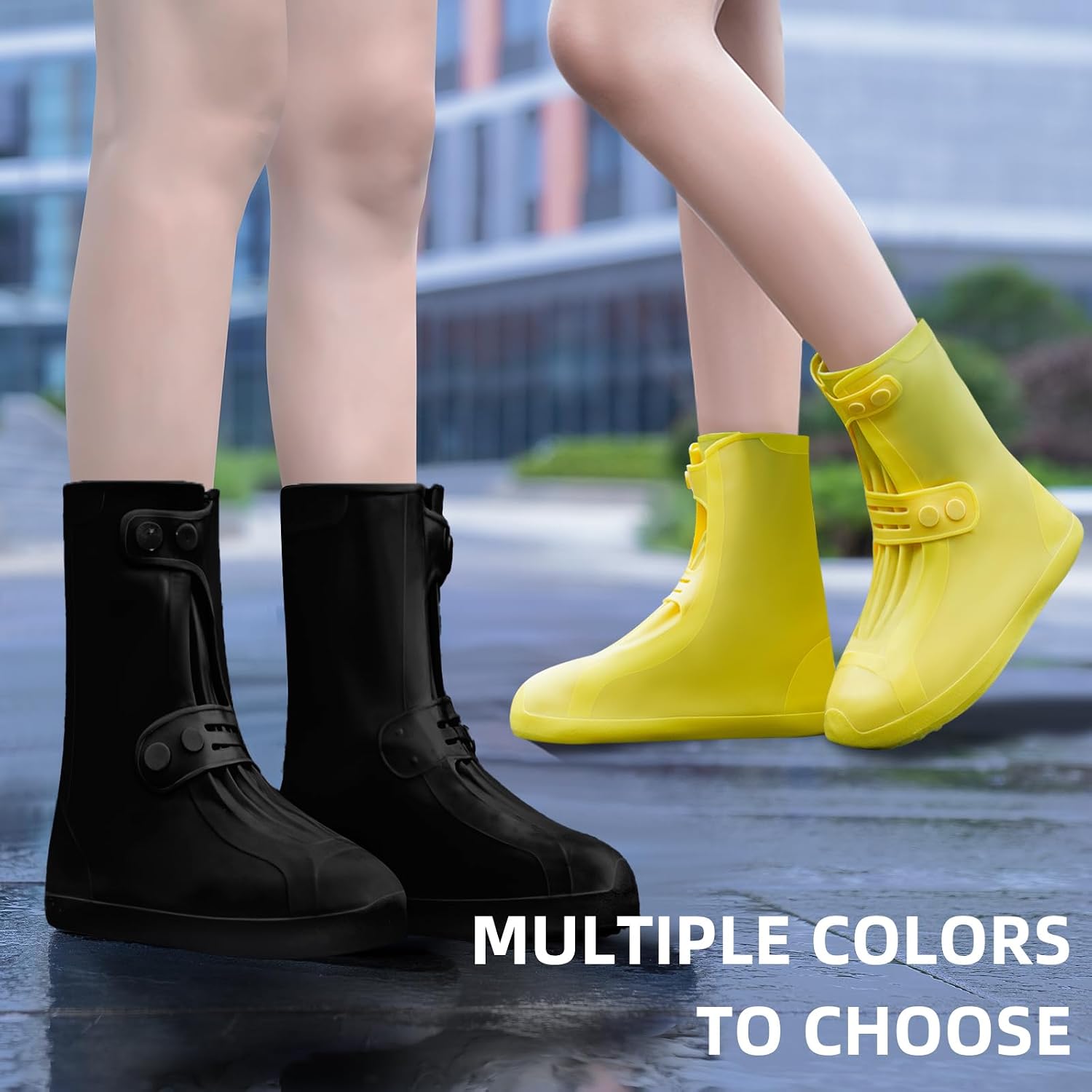 Waterproof Shoe Covers, Reusable Silicone Rain Shoe Covers, Black, L image 5