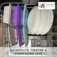 Vista 5 de Big Bee, Little Bee - SoftShell Contenedor de Almacenamiento de Alimentos de Silicona Reutilizable con Tapa de Concha Conectada, Fácil de Limpiar