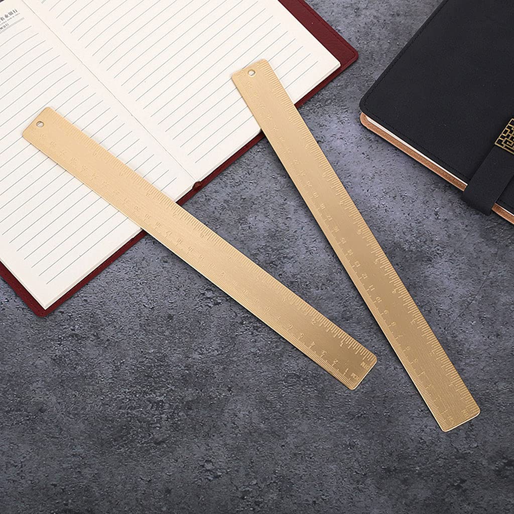 30cm Brass Straight Ruler School Supplies Gift Measure Tool for Students Girls Handy Straight Ruler Vintage Metal Brass for Students