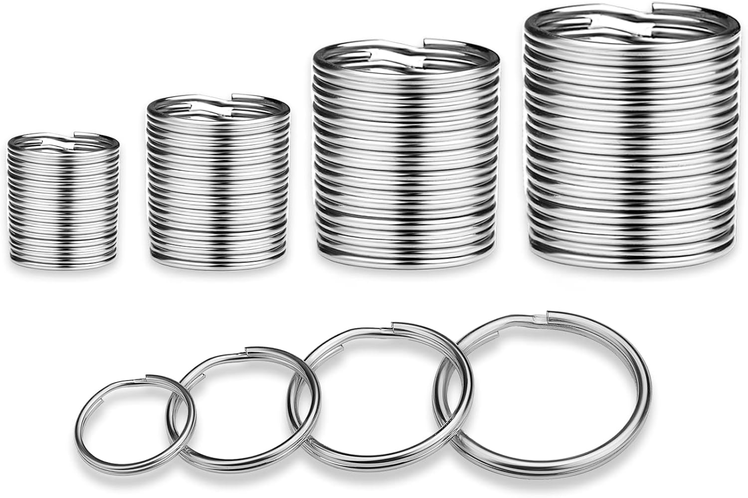 40 Pack Silver Key Ring Keychain Assorted in 4 Sizes Metal Round Split Key Chains Rings for Home Car Dog Tag Office Lanyards Keys Attachment : Clothing, Shoes & Jewelry