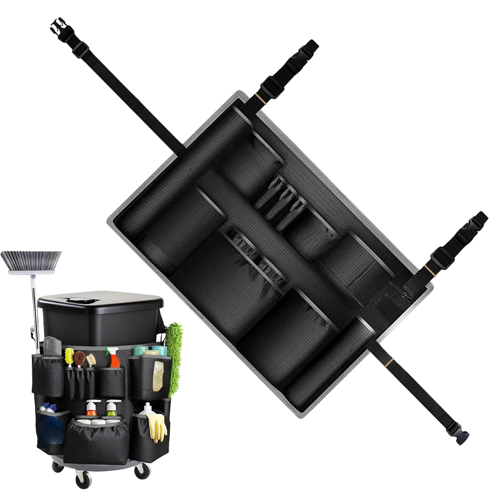Sac de nettoyage multi-poches résistant pour outils et balais