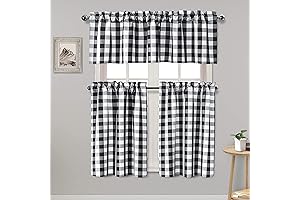 Hiasan Blackout Checkered Kitchen Curtains