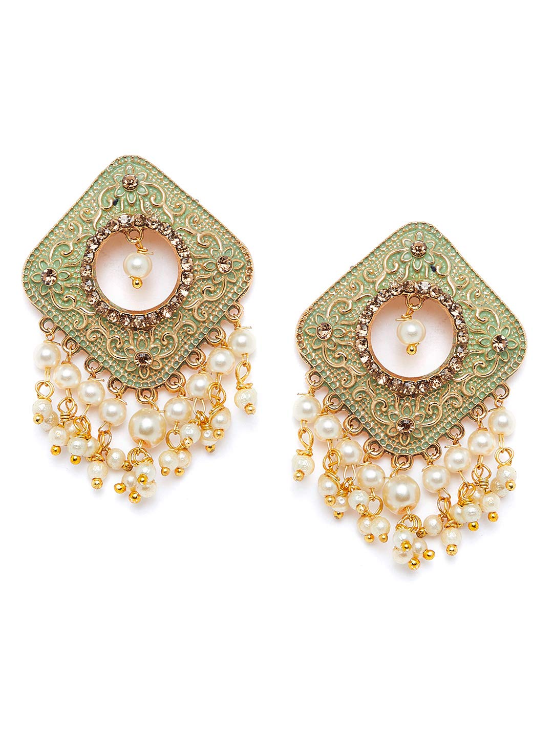 PANASH Womens Gold-Plated & Green Square Shaped Earring (B07P5SJ1LC) Amazon Price History, Amazon Price Tracker