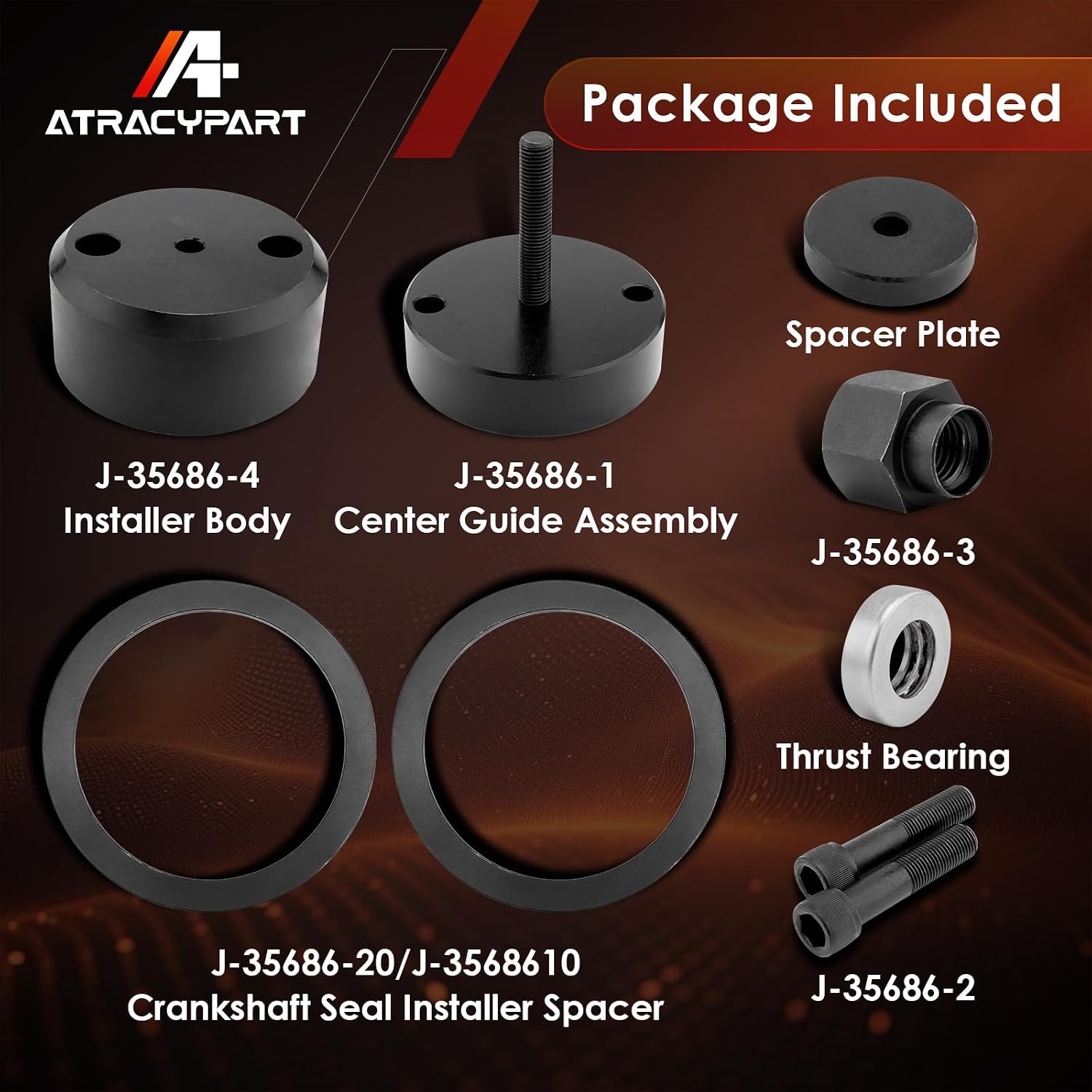 Crankshaft Seal Wear Sleeve Installer Tool, Front and Rear, Compatible with Detroit Diesel Series 60 (Four-Stroke) & Series 92 (Two-Stroke) Engines, J-35686-B