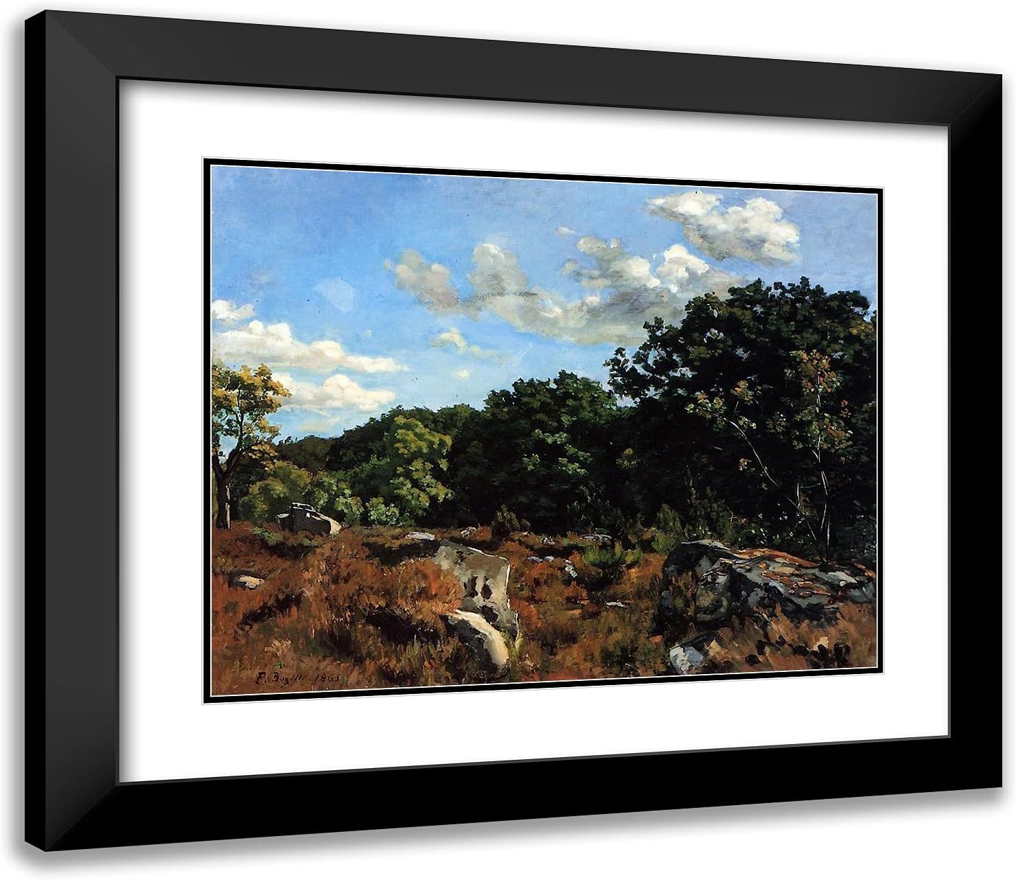 ArtDirect Bazille, Frederic 23x20 Gold Ornate Framed Art Print with Double Matting Titled: Landscape at Chailly