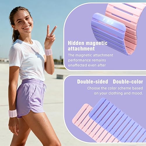 Miniatura 6 de Pesas de muñeca, pesas de tobillo para mujeres y hombres, paquete de 2 (1.1 libras cada uno), diseño magnético ultrafino ajustable, silicona