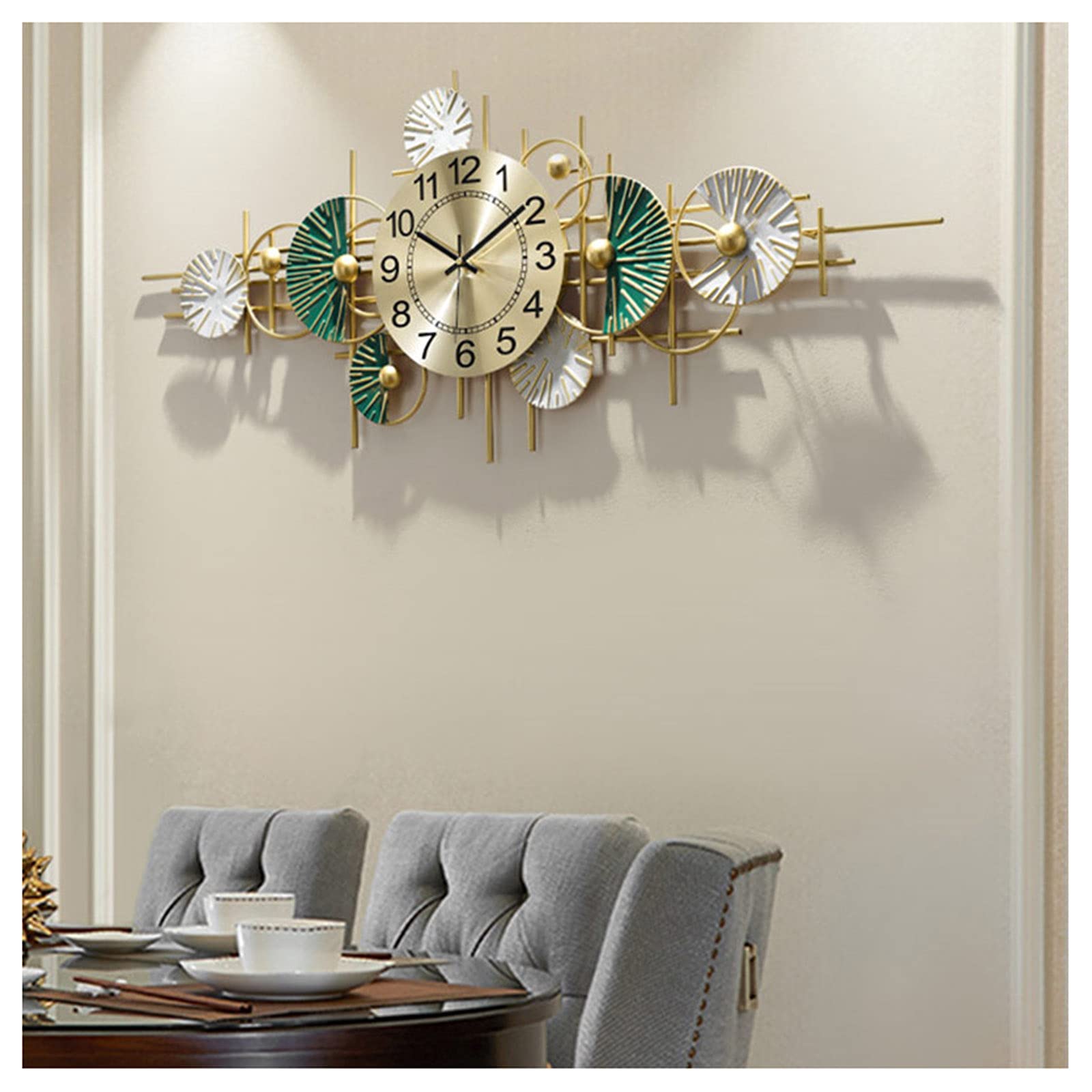 Amazon.co.jp: 大きな丸い壁掛け時計、金属製の3Dアートサノンティック