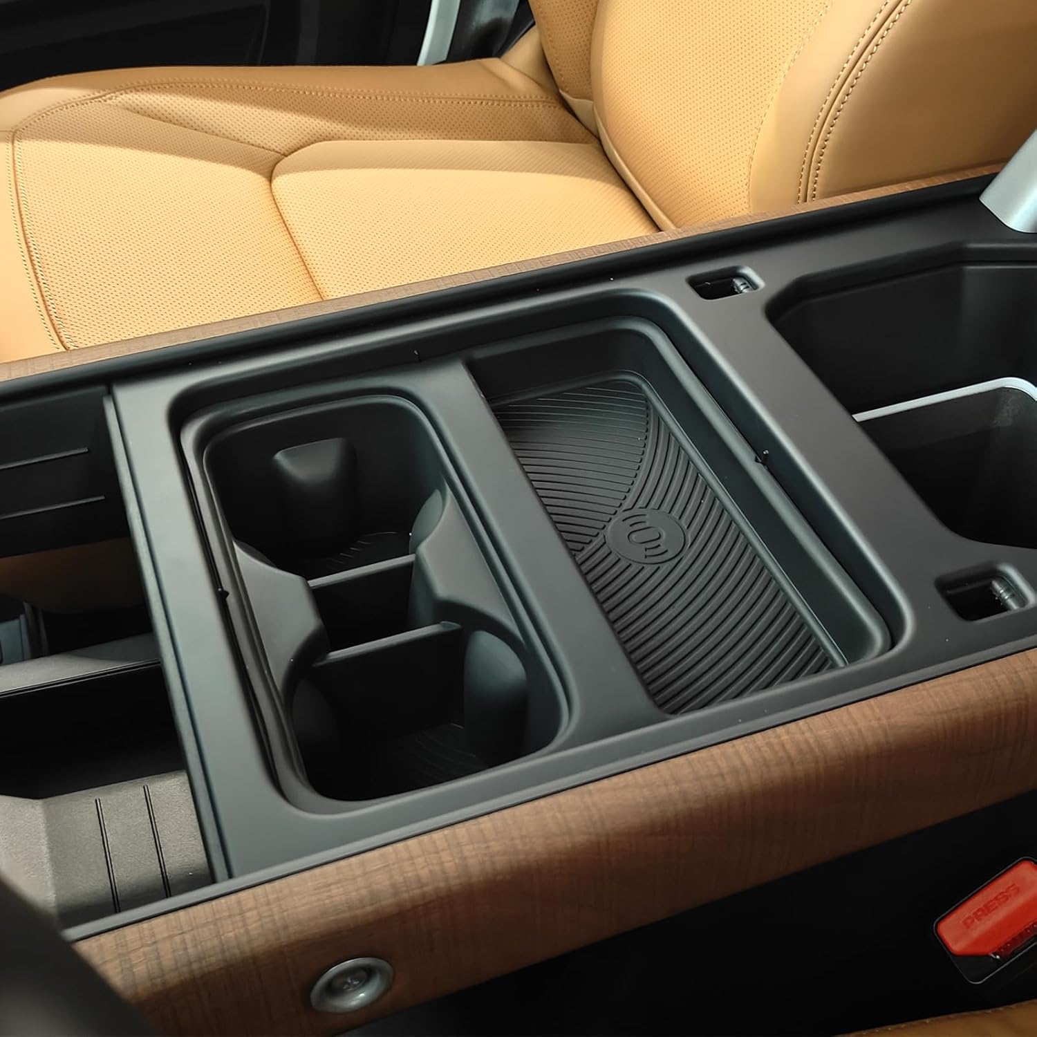 PIUGILH Center Console Cup Holder Storage Box Compatible with Land Rover Defender 90 110 130 2022-2024, Silicone Wireless Charging Mat Cup Holder Organizer