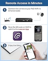 Vista 7 de Loocam 4MP PoE Security Camera System, 8 Wired Bullet Cameras for Home Security, 5MP NVR 24/7 Recording for Surveillance Security, Person Vehicle