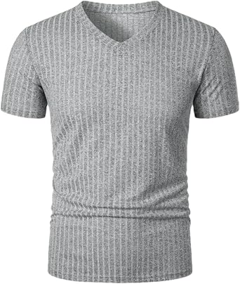 Summer Mens Short Sleeve T-Shirt Fitness V-Neck Cotton Shirt Tops for Mens