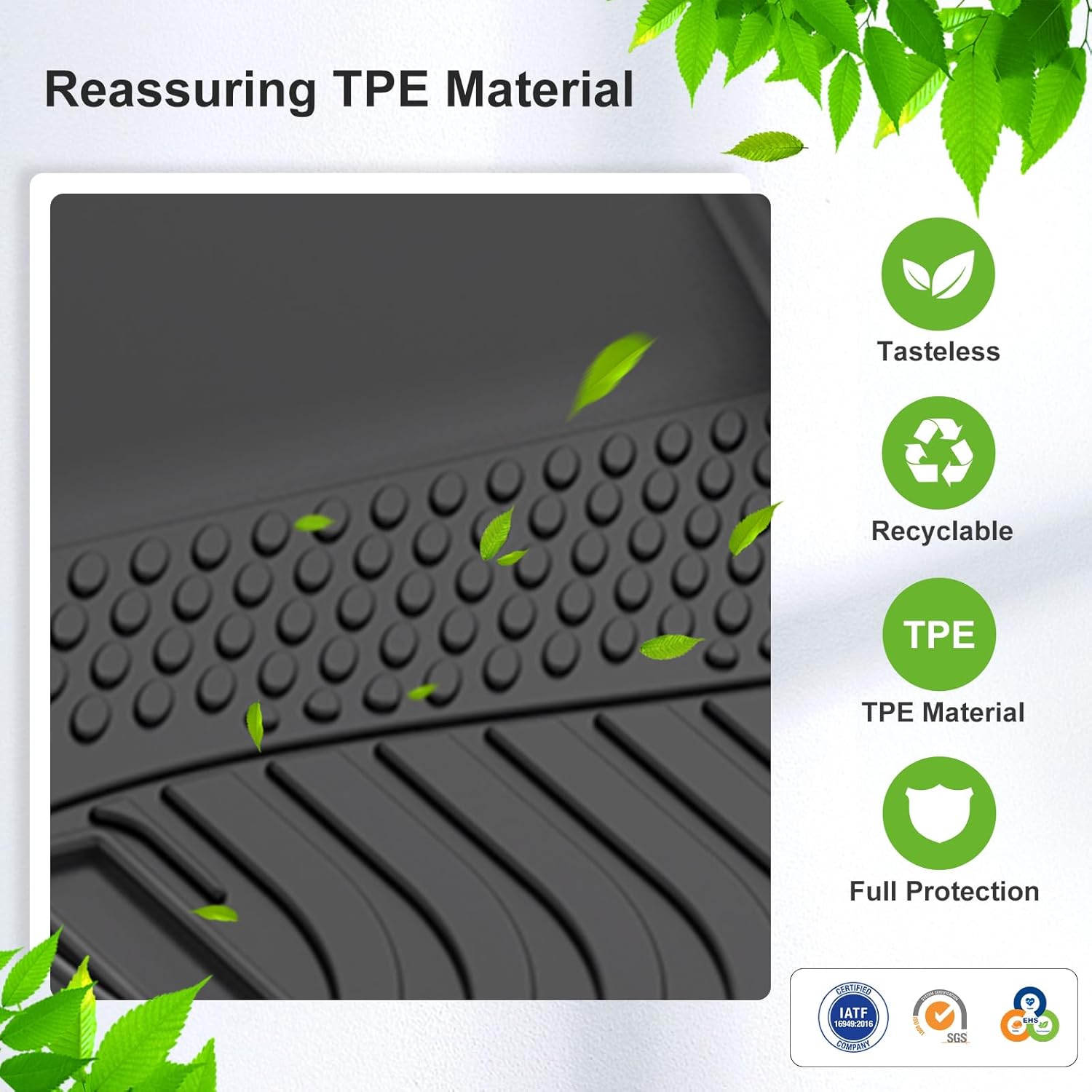 SMABEE Floor Mats & Cargo Liner & Backrest Mats for Chevy Equinox 2025 2026 (Not for EV), TPE All Weather Floor Liners Trunk Mat Accessories Interior Black - Image 8